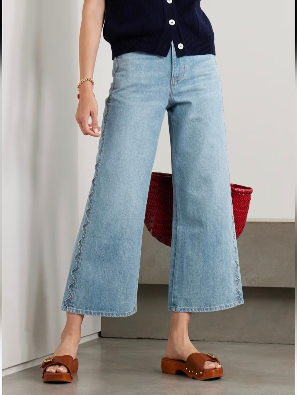 Veronica Beard Taylor Scalloped Wide Leg Crop High Rise - Size 26